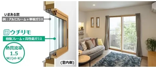 YKKAP リフォーム用樹脂窓の新商品「ウチリモ 内窓」引違い窓